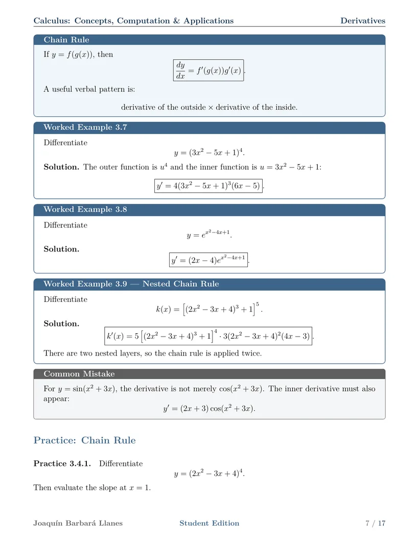 Sample page on the chain rule